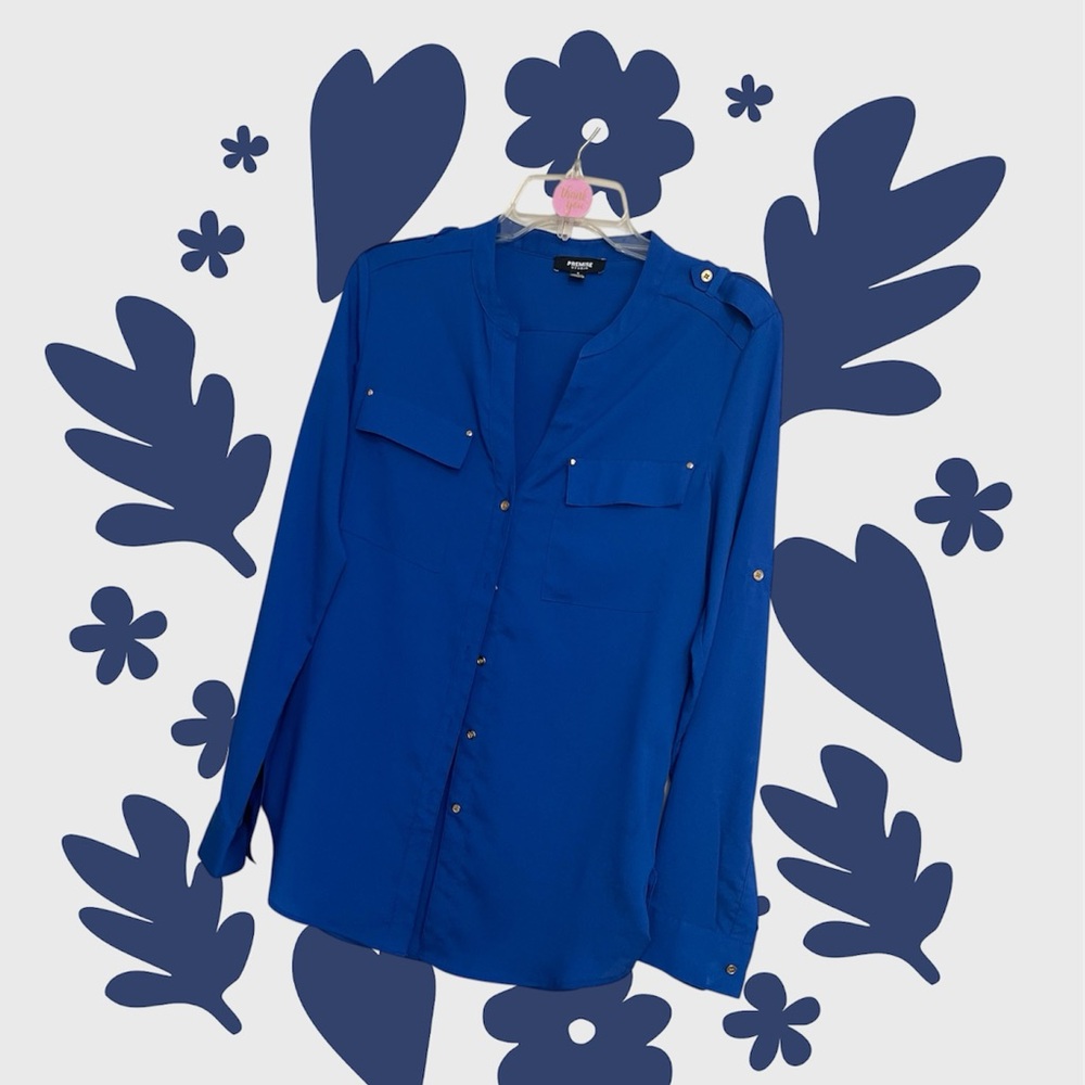 Premise Women's Blue‎ Button Down Shirt
Size Small ~ Professional ~ Office Wear